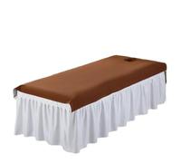 Lenzuolo da massaggio impermeabile 2 pezzi, copriletto for salone di bellezza, lenzuolo in tessuto SPA for il corpo con foro for respiro rotondo(Coffee,115x200cm)