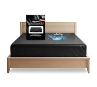 Lenzuolo da massaggio impermeabile in vinile nero misura Queen con tasca laterale | Proteggi-materasso, Sicuro per oli, lubrificanti a base d'acqua e a base di silicone | 152 x 203 + profonda 35 cm