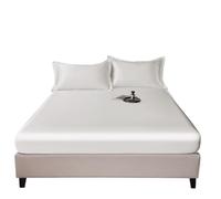 Lenzuolo Di Seta Ghiacciata Copriletto Traspirante Copriletto in Seta Ghiaccio Copriletto Morbido e Copriletto Set Copriletto Federa e Lenzuolo in Seta Raso Lenzuola Di Seta(White,220x200x25cm)