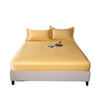 Lenzuolo Di Seta Ghiacciata Copriletto Traspirante Copriletto in Seta Ghiaccio Copriletto Morbido e Copriletto Set Copriletto Federa e Lenzuolo in Seta Raso Lenzuola Di Seta(Yellow,150x200x25cm)