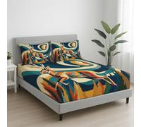 Lenzuolo elasticizzati 140 x 190 x 30, Multicolore - Lenzuolas design Astratto Cervo Albero Vortice Lenzuolo Con Angoli Tasca Profonda 30 cm, Morbido, Traspirante, Antipiega