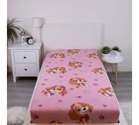 Jerry Fabrics - Lenzuolo singolo con angoli PAW PATROL 24FT152 - Rosa cotone 90 x 200 cm con Skye