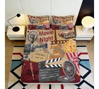 Lenzuolo Fitted Sheet 3D Printing Tema Cinema Retrò Microfibra Angoli Profondi Antiscivolo Camera da Letto Retro Movie Mattress Fitted Cover 160x200x25cm