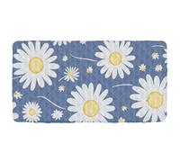 Lenzuolo impermeabile per lettino per bambini con piccole margherite bianche su sfondo blu, per piccoli spazi, lettino per piccoli spazi, 127 x 63 cm (lenzuolo, letto non incluso)