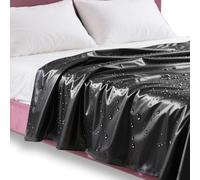 Lenzuolo in PVC, impermeabile, antimacchia, a prova di olio, per massaggi spinta, spa, copriletto protettivo, copriletto, coppia di adulti, per tappezzeria, accessori da sartoria (nero, 200 x 220 cm)