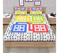 Lenzuolo Ludo Kids Game Design Art Indian Queen Size in cotone con 2 federe
