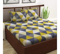 Lenzuolo matrimoniale geometrico in cotone 180TC con 2 federe giallo e grigio...