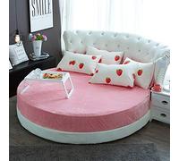 Lenzuolo morbido Tessuti per la casa Lenzuolo rotondo in velluto Lenzuolo con angoli a forma rotonda Letto in pile di corallo Hotel Lenzuolo rotondo morbido Rotondo2.2M Rosa
