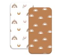 Lenzuolo per Cesta, Comodo e Leggero Lenzuolo per Culla Oeko-tex100 per Bambini e Bambine, Lenzuolo per Culla 2 Pezzi per Culle Ovali, A Clessidra e Rettangolari, Quadrato Marrone