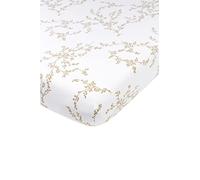 Lenzuolo per lettino Meyco Baby Branches (lenzuolo in 100% cotone jersey, confortevole e traspirante, perfetta vestibilità grazie alla coulisse elastica, dimensioni: 60 x 120 cm), sabbia