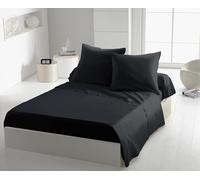 Lenzuolo piano nero, 180 x 290 cm, in microfibra, 82 g/m², morbido e leggero, facile da pulire, stiratura superflua, ideale per letto singolo