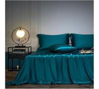 Lenzuolo Piatto di Pura Seta Twin Queen King Size Hotel Luxury 6a Biancheria da Letto in Seta Lenzuolo Piatto Premium Ultra Morbido, Traspirante di Facile Manutenzione, Green a, 250x250cm+48x74cm x2