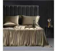 Lenzuolo Piatto di Pura Seta Twin Queen King Size Hotel Luxury 6a Biancheria da Letto in Seta Lenzuolo Piatto Premium Ultra Morbido, Traspirante di Facile Manutenzione, Green, 230x250cm+48x74cm x2