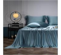 Lenzuolo Piatto di Pura Seta Twin Queen King Size Hotel Luxury 6a Biancheria da Letto in Seta Lenzuolo Piatto Premium Ultra Morbido, Traspirante di Facile Manutenzione, Green, 250x250cm+48x74cm x2