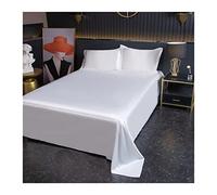 Lenzuolo piatto in raso, 120 x 230 cm, 180 x 230 cm, 230 x 250 cm, per 2 persone, lenzuolo piano in microfibra, morbido, lenzuola traspiranti (colore: bianco pulito, dimensioni: 120 x 230 cm+48 x 74