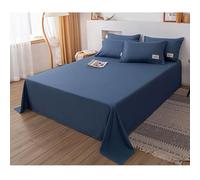 Lenzuolo sopra in cotone cucito su 4 lati tinta unita 120x210 150x230 180x230 220x230 230x230 250x230 Lenzuolo con angoli Queen King Size, Blu Navy, Full 180x230 cm
