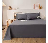 Lenzuolo sopra in cotone cucito su 4 lati tinta unita 120x210 150x230 180x230 220x230 230x230 250x230 Lenzuolo con angoli Queen King Size, grigio scuro, singolo 120x210 cm