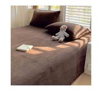 Lenzuolo sopra piano in flanella matrimoniale singolo piazza e mezza Lenzuolo superiore in pile super morbido biancheria da letto peluche(Coffee,230x250cm+48x74cm x2)