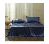 Lenzuolo Sopra Piano in Raso Singolo Matrimoniale 170x230cm 230x250cm 250x250cm in Seta Lavata Delicato Sulla Pelle Liscio Come la Seta(Navy blue,230x250cm+48x74cm x2)