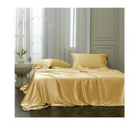 Lenzuolo Sopra Piano in Raso Singolo Matrimoniale 170x230cm 230x250cm 250x250cm in Seta Lavata Delicato Sulla Pelle Liscio Come la Seta(Yellow,170x230cm)