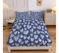 Lenzuolo sotto con Angoli, Disegnato A Mano Graffiti Lenzuola sotto Elasticizzato, Cuore D'Amore Bianco Lenzuolo Coprimaterasso Elastico Lenzuola King size 180x200cm Blu Navy