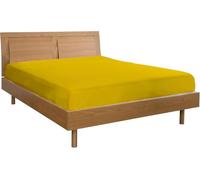 Lenzuolo Sotto con Angoli ed Elastici 100% Cotone, Made in Italy, Una piazza e mezza Giallo misure 120x130 cm 190x200 cm + 25 cm