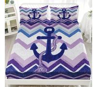 Lenzuolo Sotto con Angoli Singolo 140x200cm Multicolore Lenzuola Coprimaterasso in Microfibra Morbido Tasca Elastica a TuttoTondo 30cm Semplice Ancora Retrò Per Ragazzi e Ragazze