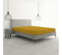 Lenzuolo Sotto MAX COLOR con Angoli Elasticizzati da 25 cm Letto Matrimoniale 170x200 cm, 100% Cotone Made in Italy - Tinta Unita SENAPE