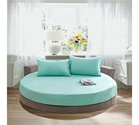 Lenzuolo sotto Rotondo Coprimaterasso, Chickw11 100% Cotone Elastic Materiale per Lenzuolo profondità 25cm, Letto Singolo Adulto Bambino Doppio, Tinta Unita + Non Include Federe (Turchese,180cm)