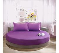 Lenzuolo sotto Rotondo Coprimaterasso, Chickw11 100% Cotone Elastic Materiale per Lenzuolo profondità 25cm, Letto Singolo Adulto Bambino Doppio, Tinta Unita + Non Include Federe (Viola,220cm)