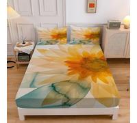 Lenzuolo Sotto una Piazza e Mezza Fiori Moderni Semplici Stampe Lenzuolo Sotto Profondità 30cm, Morbido in Lavatrice Coprimaterasso Traspirante e Lavabile con 2 Federe - 140x200cm sd4513