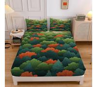 Lenzuolo Sotto una Piazza e Mezza Illustrazione Foresta Stampe Lenzuolo Sotto Profondità 30cm, Morbido in Lavatrice Coprimaterasso Traspirante e Lavabile con 2 Federe - 140x200cm sd2819