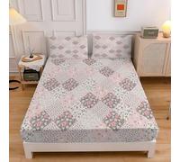 Lenzuolo Sotto una Piazza e Mezza Puzzle Floreale Fiori Stampe Lenzuolo Sotto Profondità 30cm, Morbido in Lavatrice Coprimaterasso Traspirante e Lavabile con 2 Federe - 140x200cm sd4394
