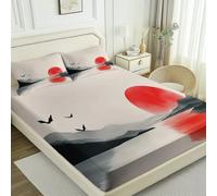 Lenzuolo superiore morbido e confortevole 160x190 cm in 100% microfibra spazzolata, senza rughe e anti-peeling, con motivo Biografia Tradizionale Lago Sole per materasso alto 30 cm, Beige