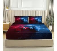 lenzuoloController di gioco per eSport Coprimaterasso fascia elastica Lenzuola con angoli stampati 160 x 200 cm Copriletto avvolgente Lenzuola in Microfibra Premium Rosso e blu