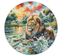 Leo 1000 Pezzi Jigsaw Animal Puzzle Rotondo Per Adulti O Bambini Giocattolo Antistress Arte Ecofriendly 1000pcs (67.5x67.5cm)