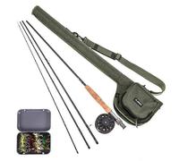 LEO 28010-T Set canna da mosca 5/6, canna in carbonio 4 pezzi con mulinello + 20 mosche + borsa per il trasporto