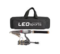 LEO Canna da pesca e mulinello Combo Carbonio Telescopico Pole Spinning Mulinelli con borsa per il trasporto da viaggio