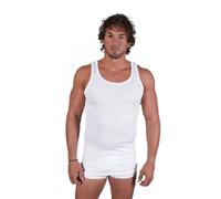 Leo Corsetteria Canottiera Intima Uomo Spalla Larga, Cotone Mercerizzato microcostina. Fdb41 Taglia 6 (tg.52) Bianco