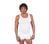Leo Corsetteria Canottiera Intima Uomo Spalla Larga Lana Fuori Cotone sulla Pelle. Fdb37 Taglia 8 (tg.56) Bianco