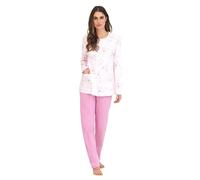Leo Corsetteria Pigiama Donna Caldo Cotone Interlock Aperto Davanti con 2 Tasche Marca Linclalor