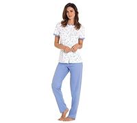 Leo Corsetteria Pigiama Donna Estivo 100% Cotone Mezza Manica e Pantalone Lungo Giacca Aperta Taglia 60