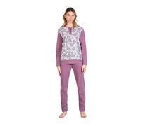 Leo Corsetteria Pigiama Donna Invernale Serafino Jacquard Felpato Molto Caldo con Polsini Gatti Taglia M Colore Rosa Cuori