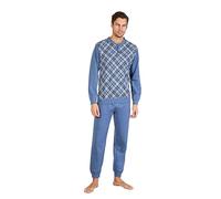 Leo Corsetteria Pigiama Uomo Invernale Serafino Jacquard Felpato Molto Caldo con Polsini Rombi Taglia M Colore Avio