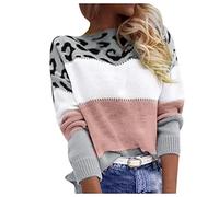 Leo, felpa da donna, a maniche lunghe, con stampa leopardata, con maniche a pipistrello, elegante, casual, da donna, A00rosa, S