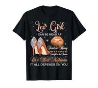 Leo Girl Zodiac Compleanno Tacchi Alti Gocciolanti Labbra Farfalla Maglietta