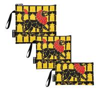 Leo Lion giallo nero 3 pezzi riutilizzabili snack borse portatili per bambini scuola pranzo e adulti porzione