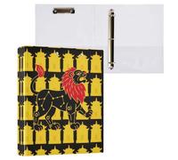Leo Lion - Raccoglitore a 3 anelli con tasche, 2 pezzi, 200 fogli, colore: giallo e nero