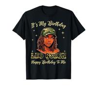 Leo Queen Donna Nera con Cappuccio Camo It's My Birthday Maglietta
