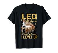 Leo Queen I Don't Get Older I Level Up Leopard Labbra Corona Maglietta